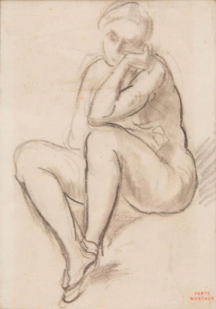 Léon Riesener - Studio di nudo femminile seduto